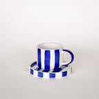Espresso kop en schotel | Mare Blue - blauw strepen (2-delige set)