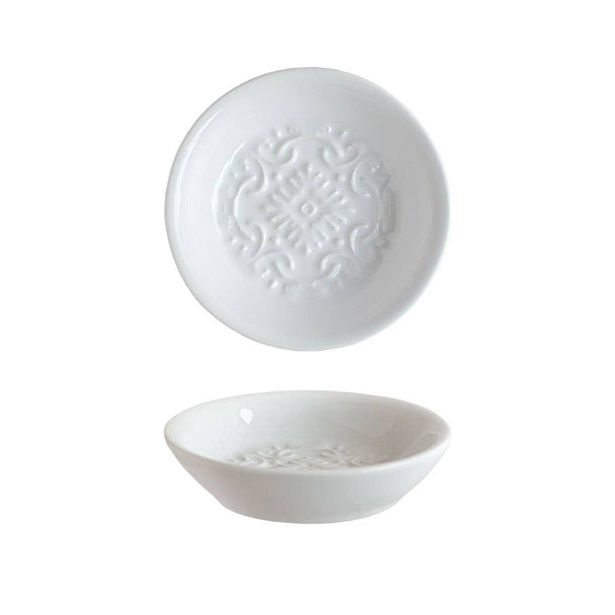 Dipschaaltje/olieschaaltje Azulejo Ø10cm - wit - Set van 2