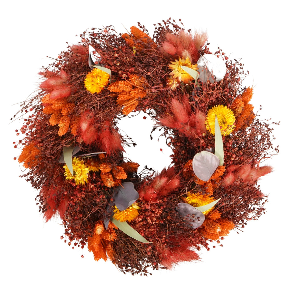 Krans Siënna - droogbloemen - Oranje/Rood - L