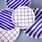 Espresso kop en schotel | Mare Blue - blauw raster (2-delige set)
