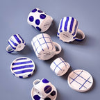 Espresso kop en schotel | Mare Blue - blauw strepen (2-delige set)