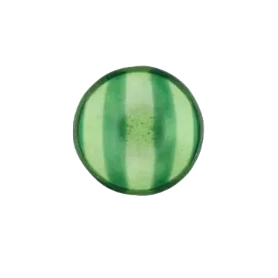 Bovenaanzicht klein glazen schaaltje met groene strepen op een witte achtergrond.