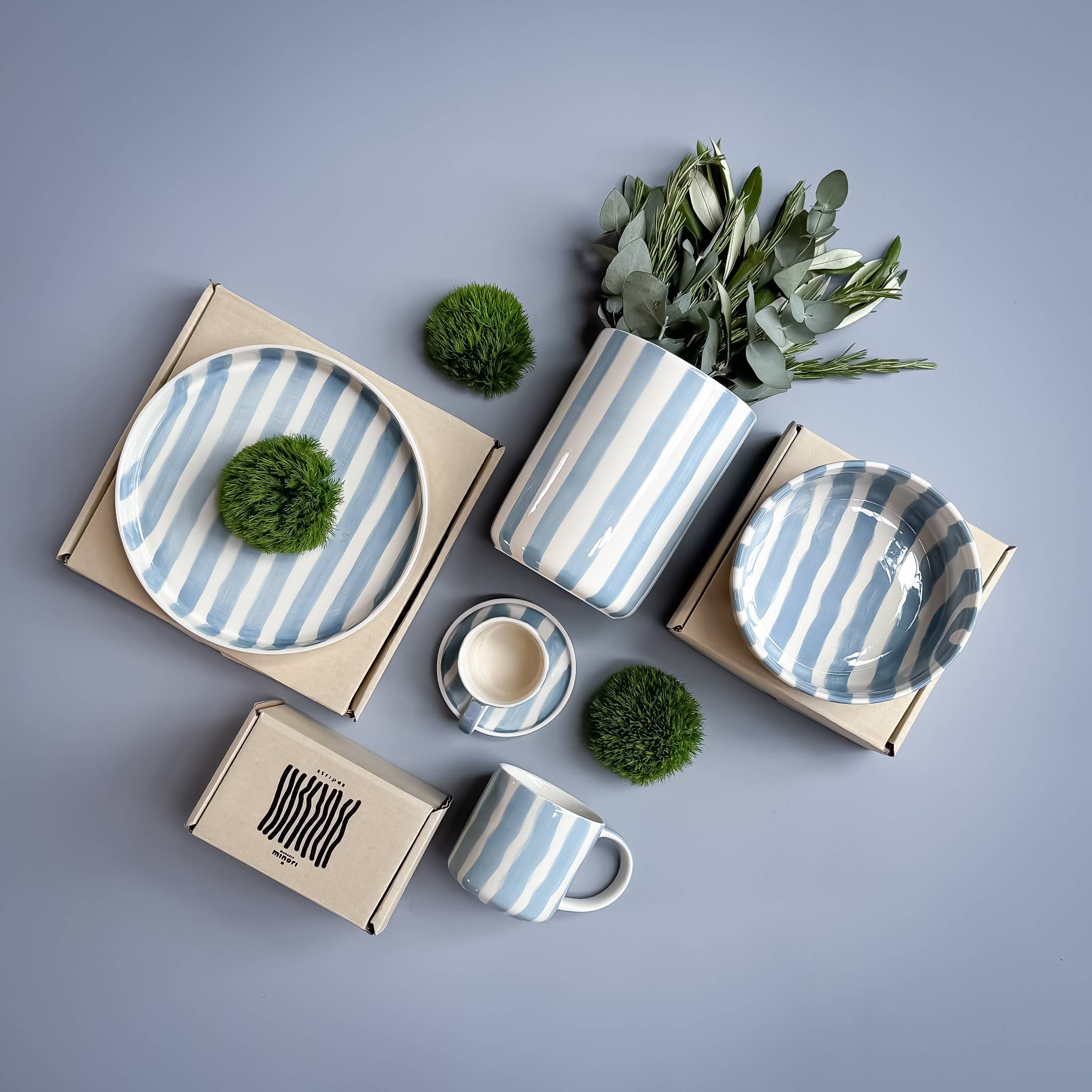 Vaas | Morning Azzurro - lichtblauw strepen