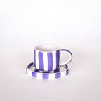 Espresso kop en schotel | Palazzo Purple - paars strepen (2-delige set)