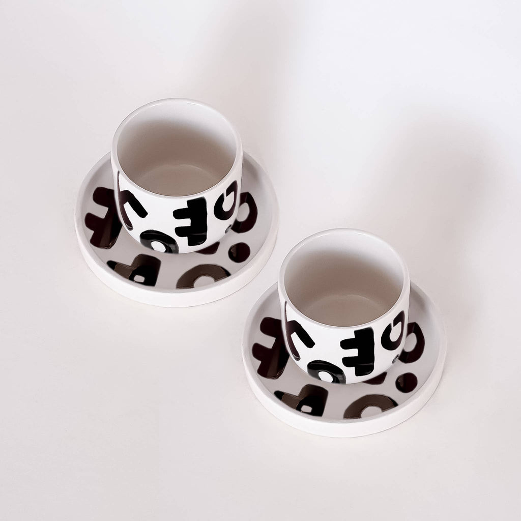 Espresso kop en schotel | Tokyo - zwart (2-delige set)