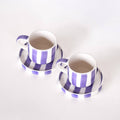 Espresso kop en schotel | Palazzo Purple - paars strepen (2-delige set)