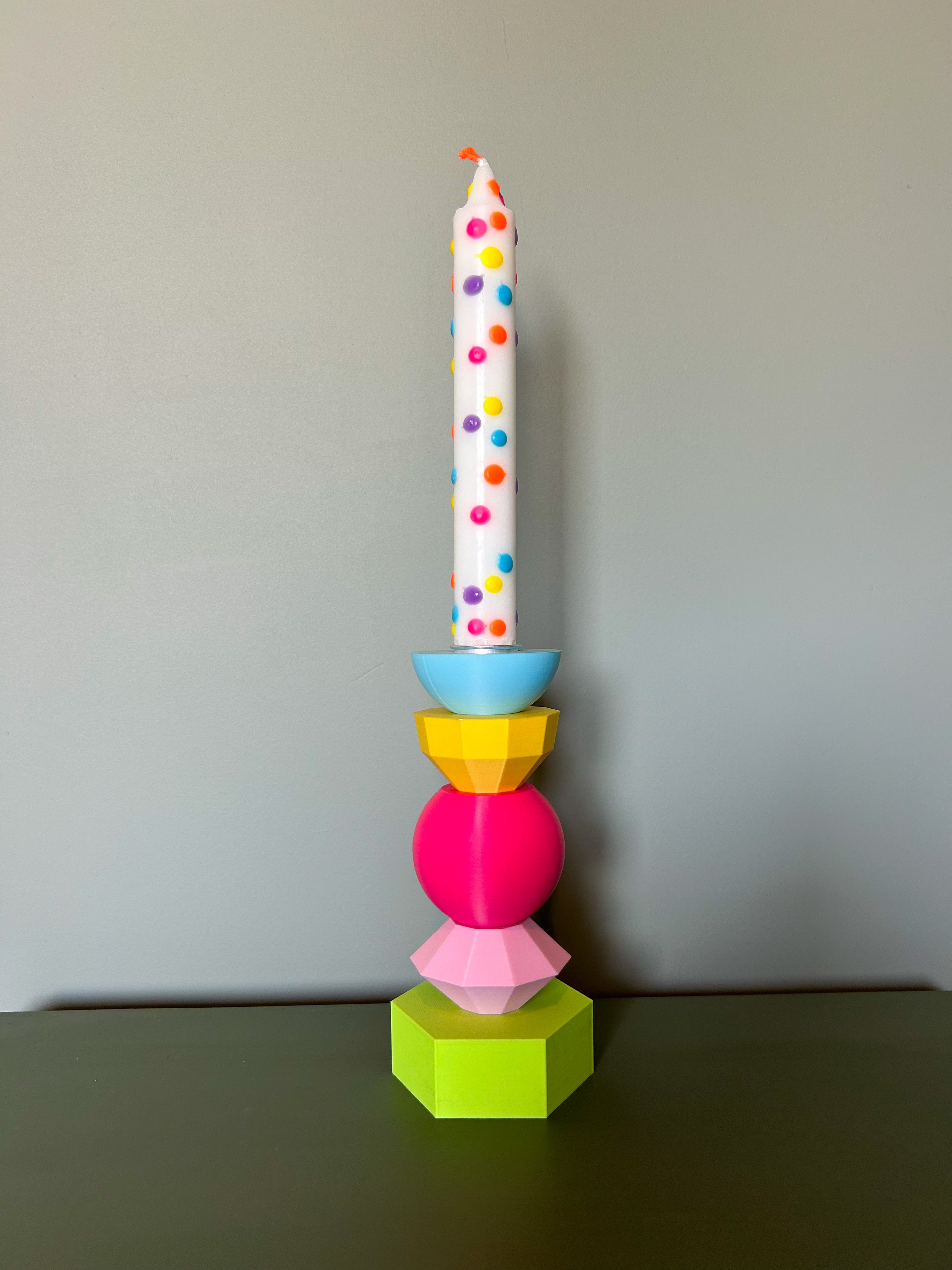 Kleurrijke design kandelaar met verwisselbare delen | "TULYA"