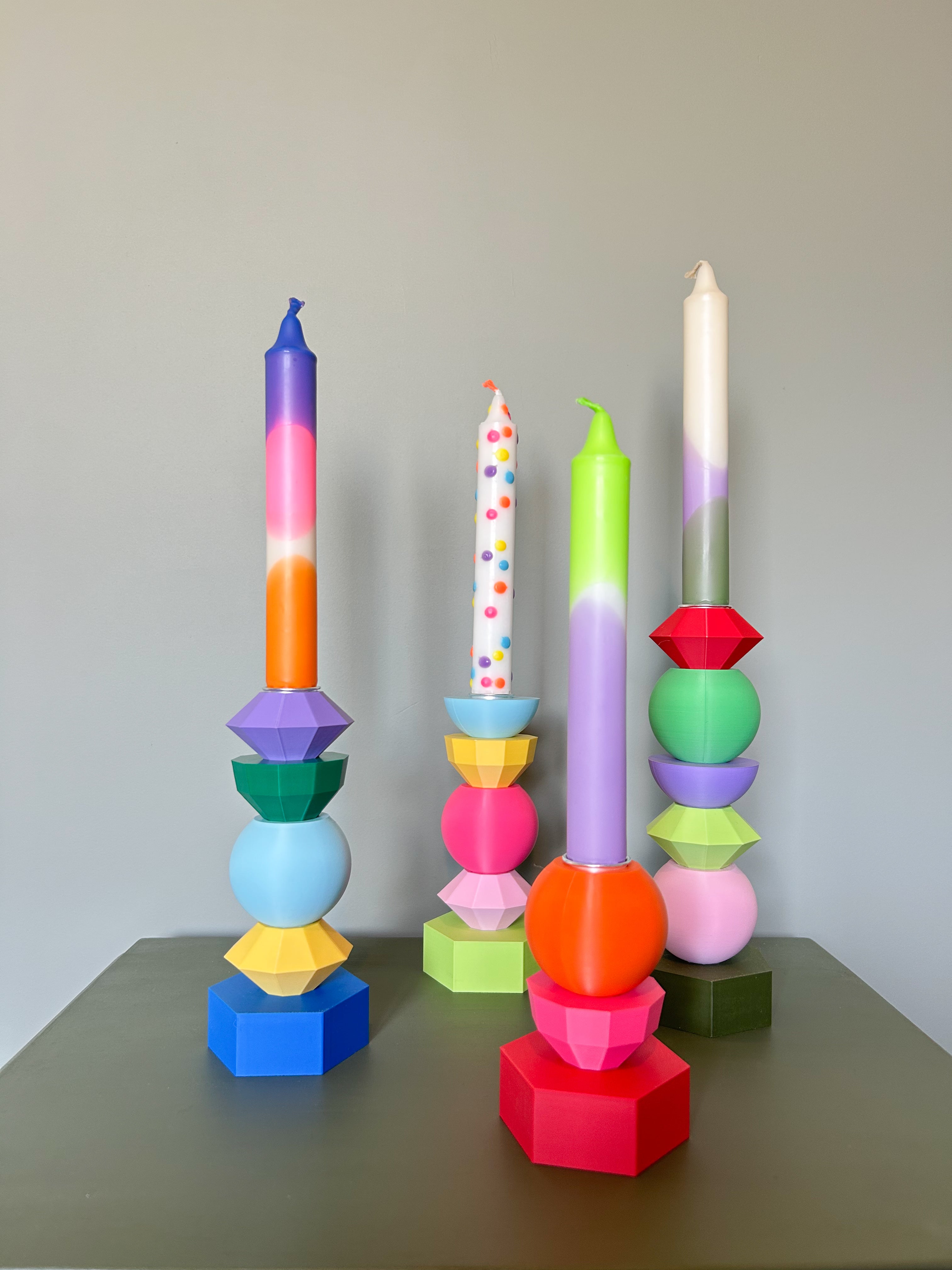 Kleurrijke design kandelaar met verwisselbare delen | "MARKO"