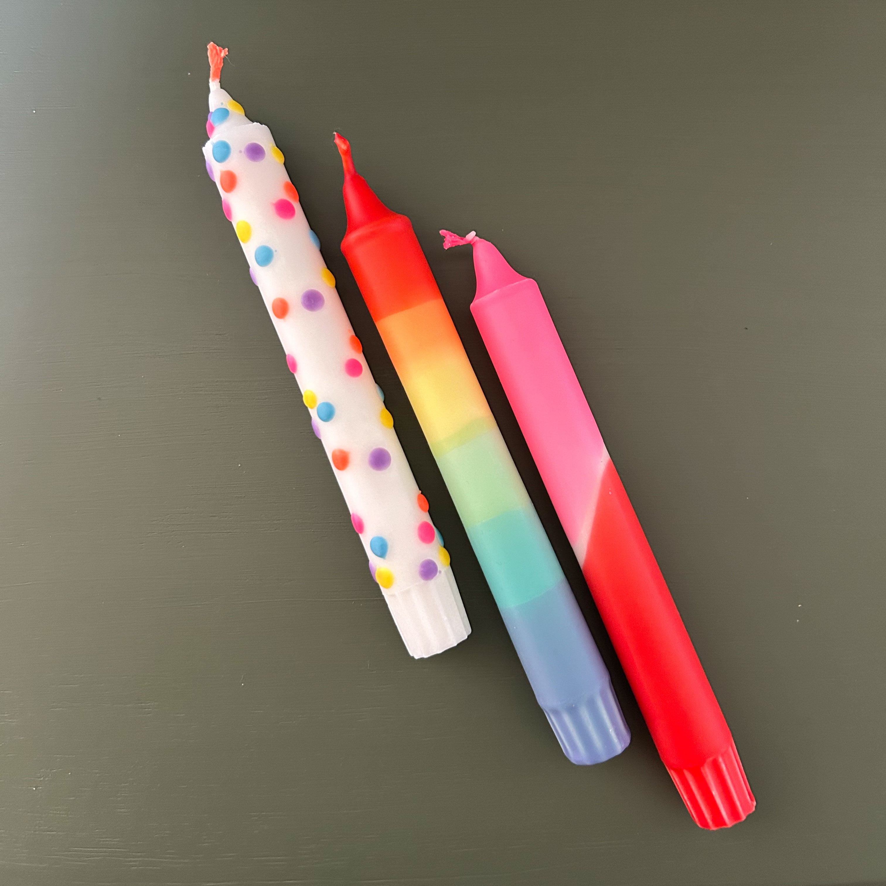 Handgemaakte Dip Dye Kaars | Mierzoete Liefde - set 3 stuks
